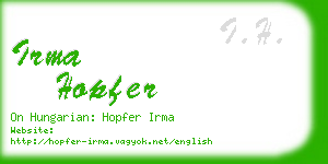 irma hopfer business card